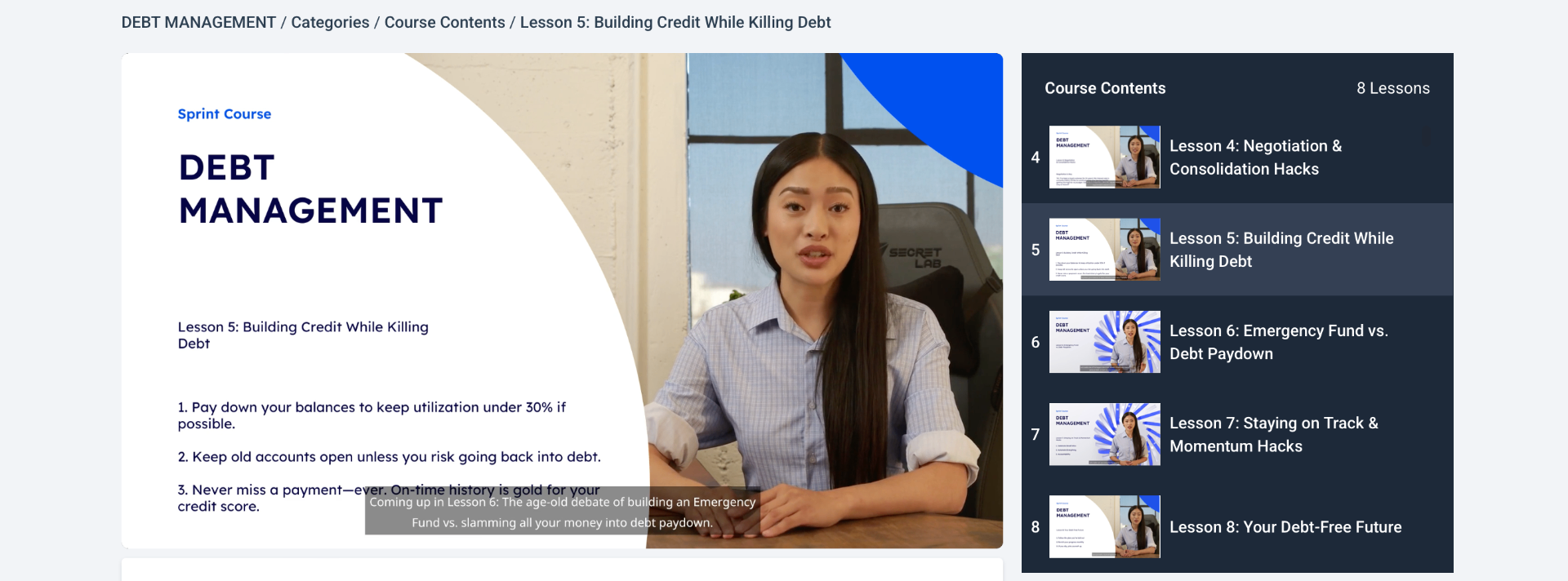 Debt Management course preview screenshot